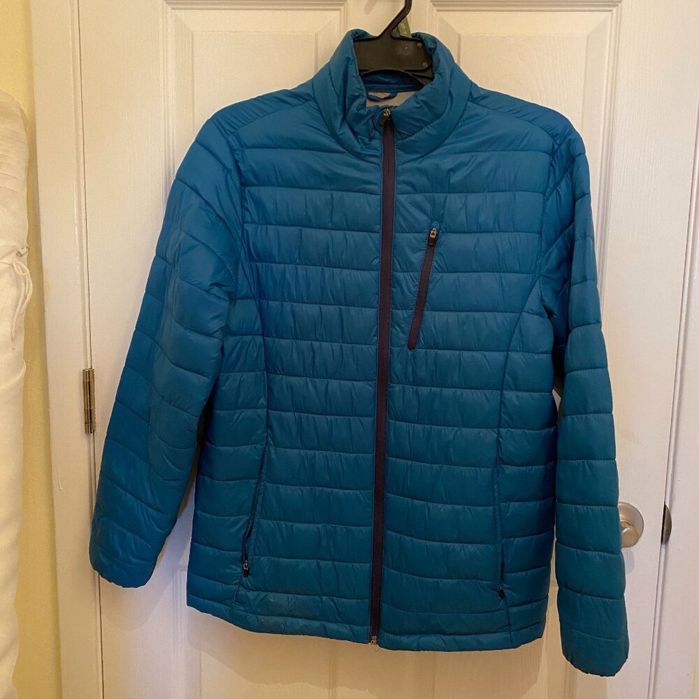 Teal puffer, men's small, fits women's large, packable